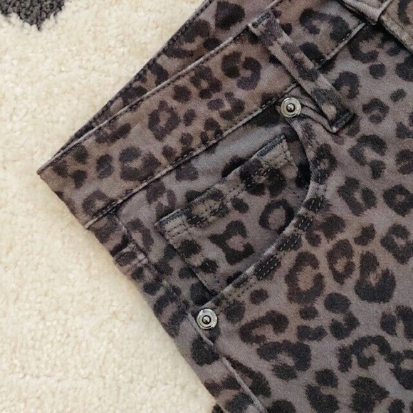 Good American $170 Size 0/25 Gray Black Leopard Print Skinny Stretch Denim Jeans - Picture 4 of 16